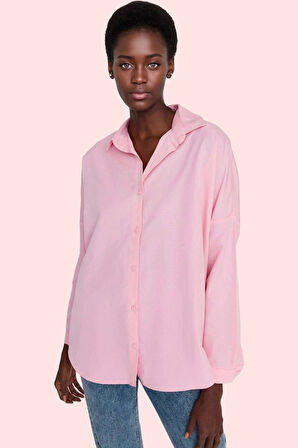 Kadın Oversize Pamuklu Dokuma Gömlek Basic Kalıp Günlük Kullanım İçin Yaz Aylarının Vazgeçilmezi