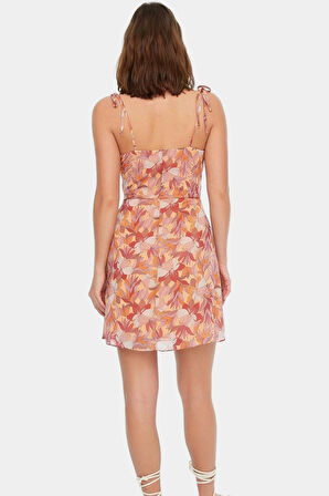 Çiçekli Desenli Şifon Mini Elbise Rahat A Kesim Yazlık Günlük Konforlu Özenle Seçilmiş