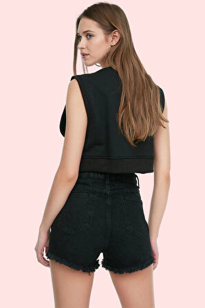 Kadın Yüksek Bel Mini Denim Şort Yırtık Detaylı Pamuklu Yazlık Günlük Kullanım Özel Günler