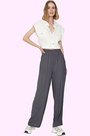 Kadın Geniş Paça Aerobin Dokuma Pantolon Rahat Kesim Günlük Kullanım Yaz Aylarının Vazgeçilmezi