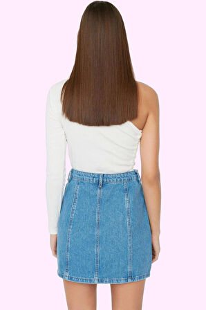 Kadın Denim Mini Etek Yüksek Bel Pamuk Günlük Kombinler Hafta Sonu Yaz Aylarının Vazgeçilmezi