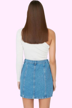 Kadın Denim Mini Etek Yüksek Bel Pamuk Günlük Kombinler Hafta Sonu Yaz Aylarının Vazgeçilmezi