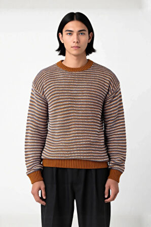 Erkek Regular Kalıp Bisiklet Yaka Çizgili Triko Kazak Kış Sezonu İçin Mükemmel Rahatlık ve Şıklık