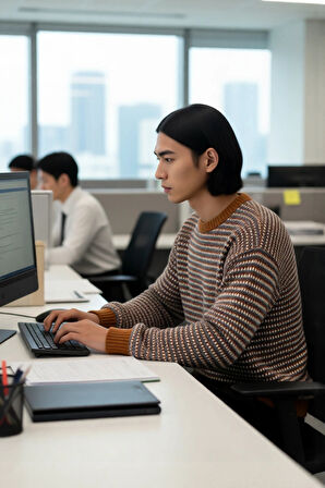 Erkek Regular Kalıp Bisiklet Yaka Çizgili Triko Kazak Kış Sezonu İçin Mükemmel Rahatlık ve Şıklık