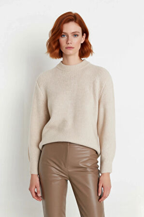 Kadın Oversize Kalıp Düşük Kol Bisiklet Yaka Triko Kazak Basic Rahat Kışlık Stil Seçimi Kaliteli