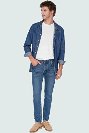 Erkek Skinny Fit Dar Kesim Kot Pantolon Pamuk Günlük Kullanım Hafta Sonu Dayanıklı Malzeme