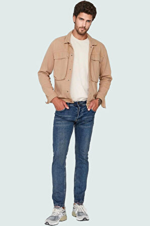 Erkek Skinny Fit Dar Kesim Kot Pantolon Pamuk Günlük Kullanım Hafta Sonu Dayanıklı Malzeme