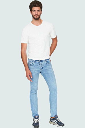 Erkek Skinny Fit Dar Kesim Kot Pantolon Pamuk Günlük Kullanım Hafta Sonu Dayanıklı Malzeme