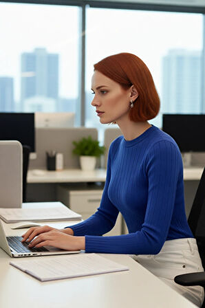 Kadın Fitted Bisiklet Yaka Uzun Kollu Basic Triko Kazak İlkbahar Sonbahar Şıklığına Zarif Dokunuş