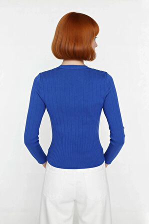 Kadın Fitted Bisiklet Yaka Uzun Kollu Basic Triko Kazak İlkbahar Sonbahar Şıklığına Zarif Dokunuş