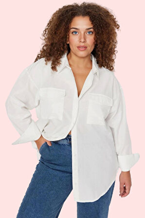 Kadın Büyük Beden Oversize Poplin Gömlek Renk Günlük Kullanım İçin Yaz Aylarının Vazgeçilmezi