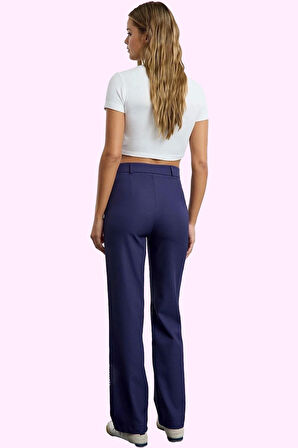 Kadın Yüksek Bel Straight Pantolon Dokuma Kumaş Casual Günlük Hafta Sonu Dayanıklı Malzeme