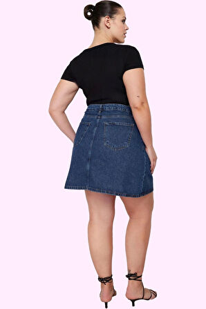 Kadın Yüksek Bel A Line Denim Etek Pamuklu Günlük Kombinler İçin Yaz Aylarının Vazgeçilmezi