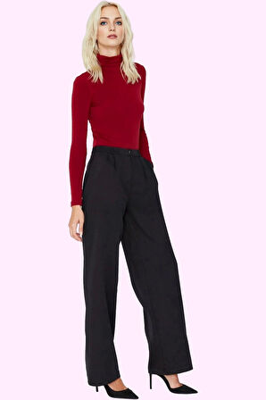 Kadın Geniş Paça Palazzo Pantolon Düz Desen Normal Bel Wide Leg Rahat Günlük Modern Tasarım