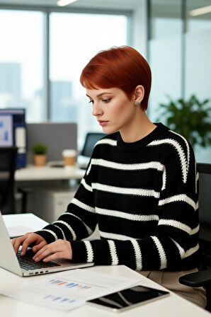 Kadın Oversize Bisiklet Yaka Çizgili Triko Kazak Kış Günleri İçin İdeal Şıklık ve Konfor Sunuyor