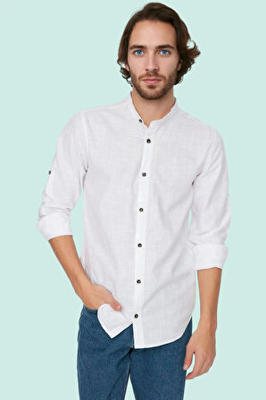 Erkek Basic Slim Fit Hakim Yaka Pamuklu Günlük Gömlek Hafta Sonu Yaz Aylarının Vazgeçilmezi