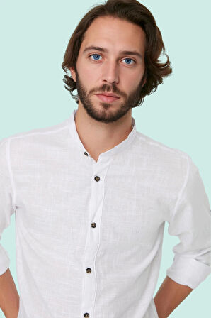 Erkek Basic Slim Fit Hakim Yaka Pamuklu Günlük Gömlek Hafta Sonu Yaz Aylarının Vazgeçilmezi