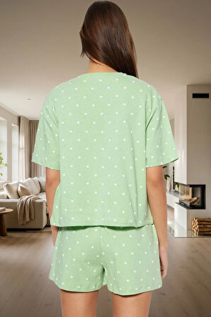 Kadın Kısa Kollu Regular Kalıp Pamuklu Pijama Takımı Uzun Ömürlü Premium Kalite Özel Tasarım