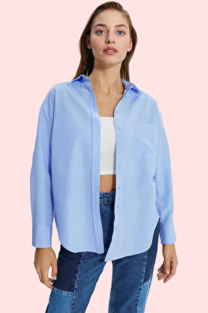 Kadın Boyfriend Geniş Kalıp Pamuklu Gömlek Günlük Casual Stil Hafta Sonu Dayanıklı Malzeme