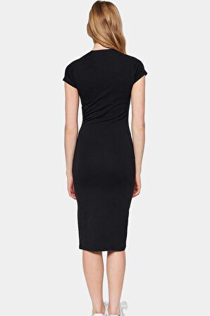 Kadın Midi Boy Pamuklu Elbise Esnek Bodycon Kalıp Günlük Şık Görünüm Zarifane Tasarım