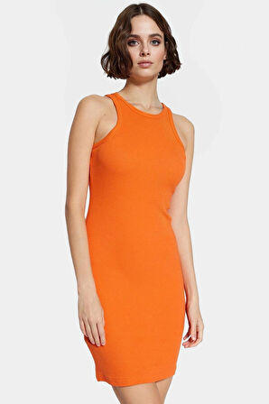 Kadın Mini Örme Pamuklu Elbise Halter Yaka Bodycon Günlük Yaz Modern Stil Şık Görünüm