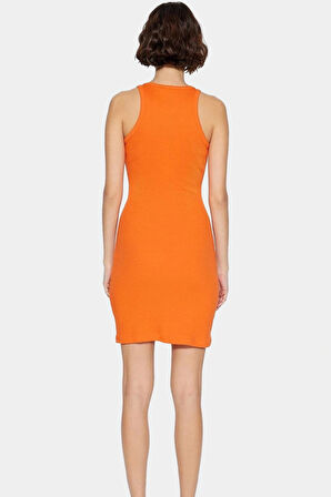 Kadın Mini Örme Pamuklu Elbise Halter Yaka Bodycon Günlük Yaz Modern Stil Şık Görünüm