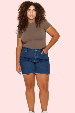 Kadın Denim Yüksek Bel Skinny Şort Düz Desen Günlük Kombinler Hafta Sonu Dayanıklı Malzeme