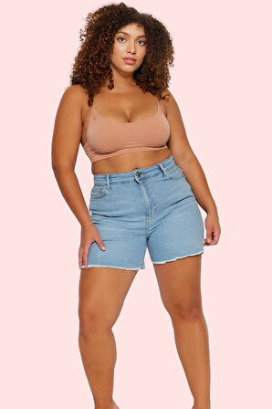 Kadın Skinny Denim Şort Yüksek Bel Dar Paça Günlük Kombinler Hafta Sonu Yaz Aylarının Vazgeçilmezi