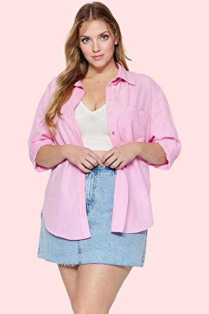 Kadın Boyfriend Gömlek Düz Desen Regular Kalıp Günlük Kullanım Hafta Sonu Kaliteli Malzeme