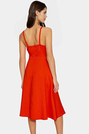 Yazlık Midi Elbise Pamuklu Dokuma Skater Kalıp Günlük Stil Seçkin Malzeme