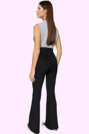 Kadın Yüksek Bel Flare Pantolon Günlük Kombinler İçin Esnek Örme Kumaş Yaz Aylarının Vazgeçilmezi