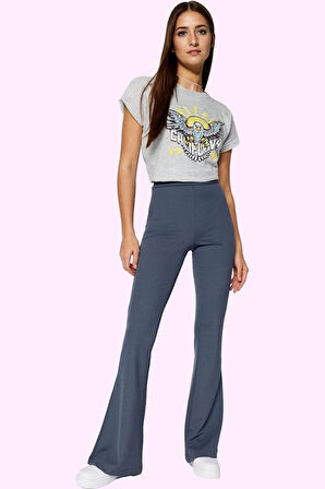 Kadın Yüksek Bel Flare Pantolon Günlük Kombinler İçin Esnek Örme Kumaş Yaz Aylarının Vazgeçilmezi