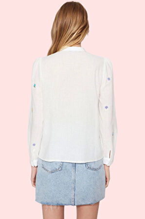 Kadın Tropikal Desenli Dokuma Gömlek Pamuk Günlük Kullanım İçin Yaz Aylarının Vazgeçilmezi