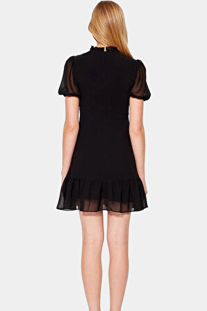 Şifon A Line Mini Elbise Balon Kol Yazlık Günlük Rahat Ve Şık Kullanım Özel Tasarım