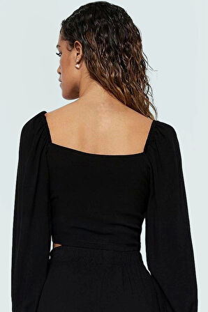 Şık Viskoz Dokuma Uzun Kollu Bağlamalı Bluz Pantolon Takım Yüksek Kalite Görünüm