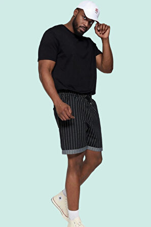 Erkek Regular Çizgili Şort Rahat Kalıp Boru Paça Yazlık Günlük Kullanım Yaz Aylarının Vazgeçilmezi