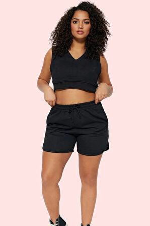 Kadın Düz Desen Straight Kalıp Örme Şort Pamuklu Günlük Kullanım Yaz Aylarının Vazgeçilmezi