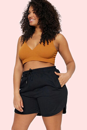 Kadın Düz Desen Straight Kalıp Örme Şort Pamuklu Günlük Kullanım Yaz Aylarının Vazgeçilmezi