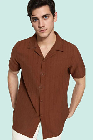 Erkek Kisa Kollu Apaş Yaka Gömlek Pamuk Günlük Kombinler İçin Hafta Sonu Dayanıklı Malzeme