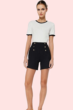 Kadın Yüksek Bel Düğmeli Boru Paça Örme Şort Yaz Aylarının Vazgeçilmezi Stilin Buluştuğu Yer