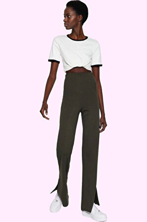 Kadın Yüksek Bel İspanyol Paça Flare Pantolon Günlük Kombinler Hafta Sonu Kaliteli Malzeme