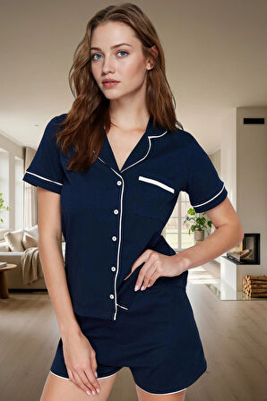 Kadın Pamuklu Kısa Kollu Regular Pijama Takımı Homewear Yazlık Kaliteli İşçilik Günlük Kullanım İçin