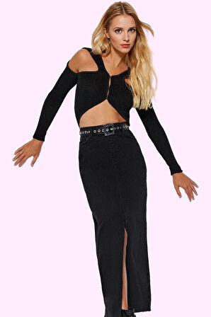 Kadın Maxi Denim Etek A line Kalıp Pamuklu Günlük Kullanım Hafta Sonu Yaz Aylarının Vazgeçilmezi