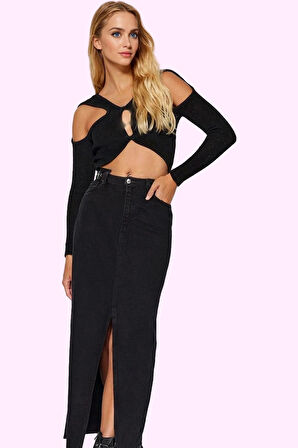 Kadın Maxi Denim Etek A line Kalıp Pamuklu Günlük Kullanım Hafta Sonu Yaz Aylarının Vazgeçilmezi