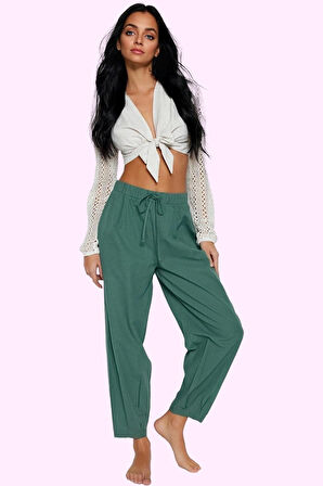 Kadın Yüksek Bel Havuç Pantolon Pamuklu Rahat Yazlık Günlük Hafta Sonu Yaz Aylarının Vazgeçilmezi