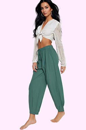 Kadın Yüksek Bel Havuç Pantolon Pamuklu Rahat Yazlık Günlük Hafta Sonu Yaz Aylarının Vazgeçilmezi