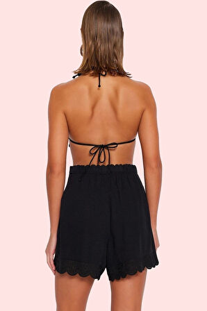 Kadın Yüksek Bel Geniş Paça Crinkle Dokuma Şort Yaz Aylarının Vazgeçilmezi Günlük Kullanım