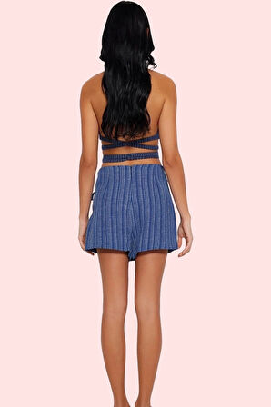 Kadın Şort Etek Keten Karışımlı Yazlık Plaj Renk Bağcıklı Günlük Kullanım Kaliteli Malzeme