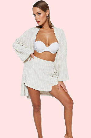 Kadın Şort Etek Keten Karışımlı Yazlık Plaj Renk Bağcıklı Günlük Kullanım Kaliteli Malzeme