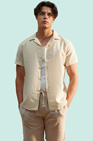 Erkek Kisa Kollu Apaş Yaka Gömlek Pamuk Günlük Kombinler İçin Hafta Sonu Dayanıklı Malzeme